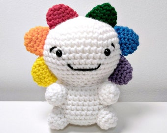 Pride Axolotl, Crochet LQBTQ+ Plushie, Rainbow Axolotl