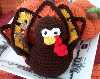 Crochet Turkey, Amigurumi Stuffed Turkey, Fall Decoration, Thanksgiving Turkey, Table Centerpiece