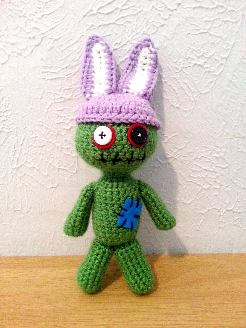 Zombie Doll, Crochet Zombie Stuffed Animal, Zombie Plushie with Optional Crochet Hat image 5