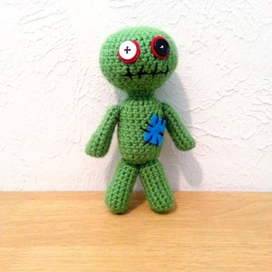 Zombie Doll, Crochet Zombie Stuffed Animal, Zombie Plushie with Optional Crochet Hat image 1