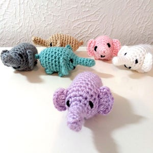Tiny Elephants, Miniature Crochet Elephants, Micro Amigurumi Animals, Pocket Pet, Good Luck Elephant