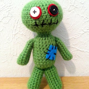 Zombie Doll, Crochet Zombie Stuffed Animal, Zombie Plushie with Optional Crochet Hat image 2