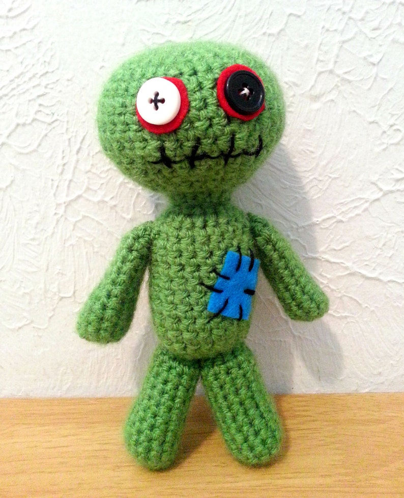 Zombie Doll, Crochet Zombie Stuffed Animal, Zombie Plushie with Optional Crochet Hat image 2