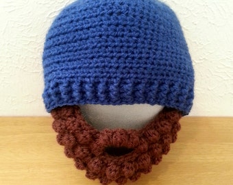 Crochet Beard Hat for Babies to Adult- Customized Beanie Hat with Beard - Lumberjack Hat