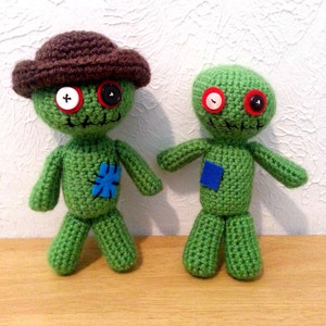 Zombie Doll, Crochet Zombie Stuffed Animal, Zombie Plushie with Optional Crochet Hat image 3