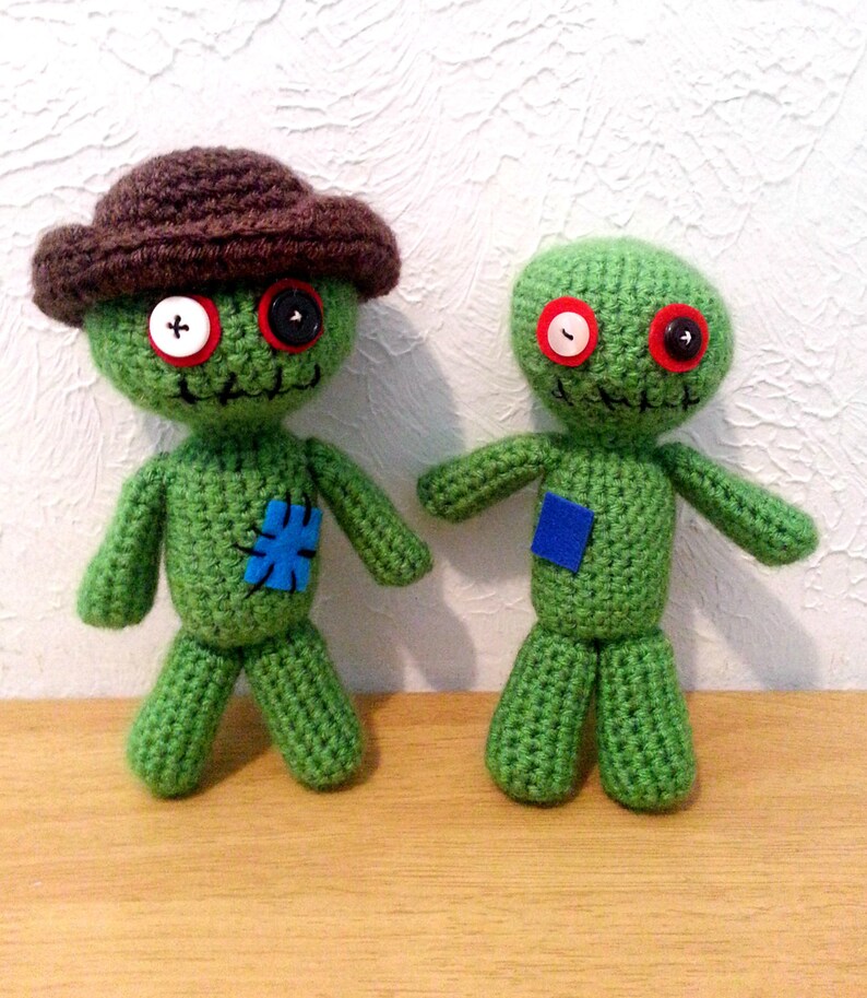 Zombie Doll, Crochet Zombie Stuffed Animal, Zombie Plushie with Optional Crochet Hat image 3