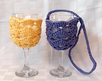 Wine Glass Cozy Holder, With or Without Neck Strap