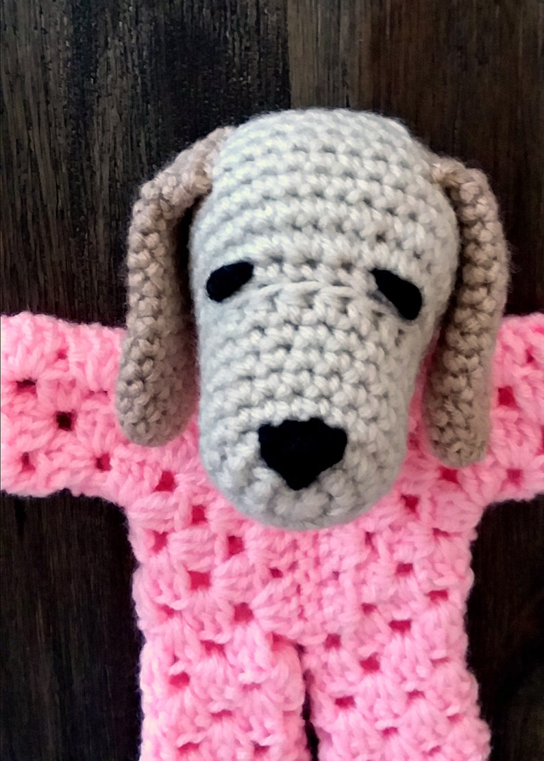 Crochet Puppy Lovey Pink Dog Security Blanket | Etsy
