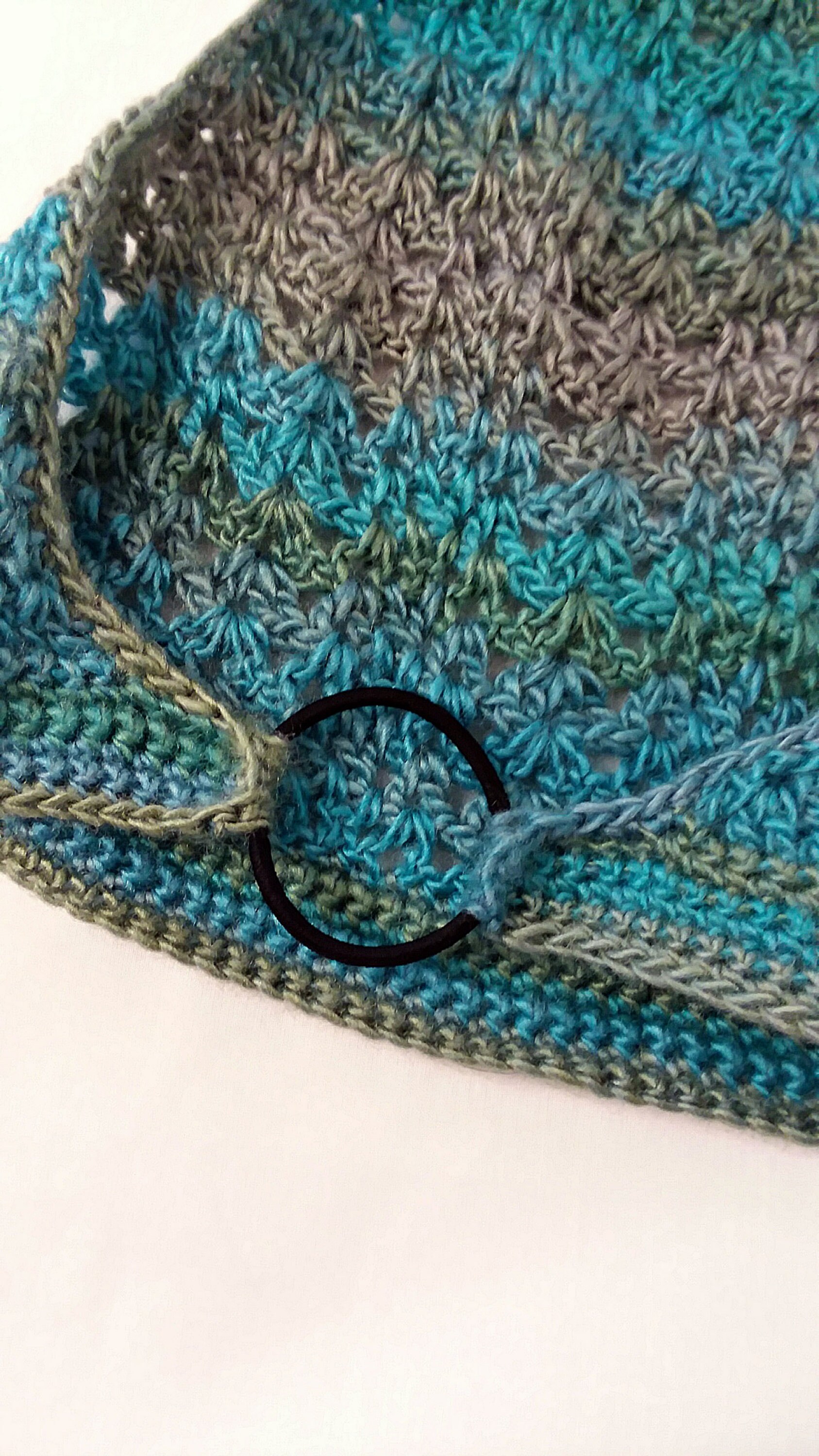 Lacy Summer Bandana, Lightweight Crochet Bandana, Ocean  display picture 1