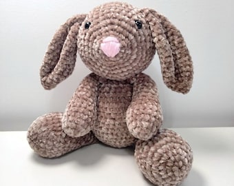 Velvet Bunny, Brown Rabbit, Crochet Bunny, Velveteen Easter Bunny