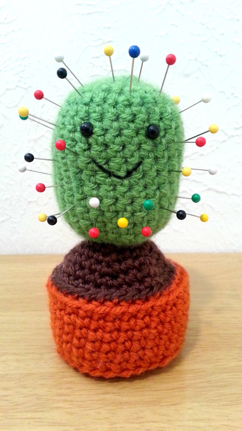 Cactus Pincushion Crochet Cactus Green Cactus Pin Cushion Etsy