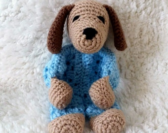 Crochet Puppy Security Blanket, Blue Dog Lovey