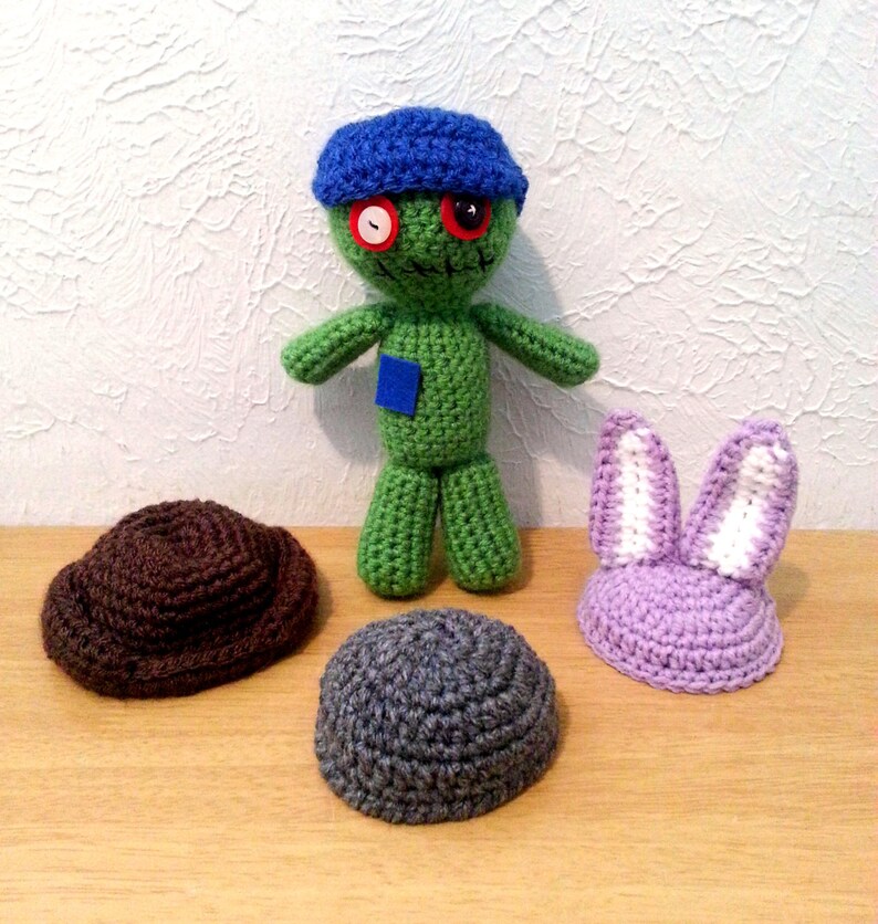 Zombie Doll, Crochet Zombie Stuffed Animal, Zombie Plushie with Optional Crochet Hat image 6