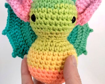 Rainbow Bat, Crochet Bat Friend, Cute Halloween