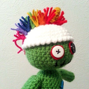 Zombie Doll, Crochet Zombie Stuffed Animal, Zombie Plushie with Optional Crochet Hat image 4