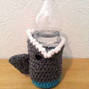 Shark Cup Cozy, Crochet Cup Cozie, Can Holder, Bottle Holder, Crochet Drink Accessory image 5