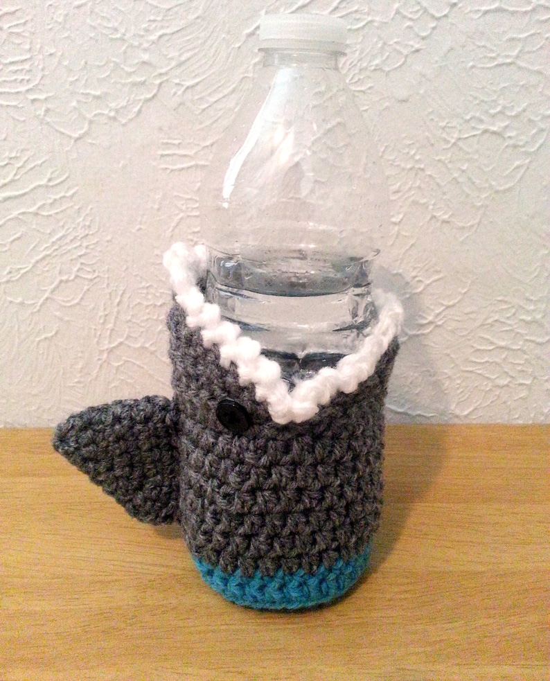 Shark Cup Cozy, Crochet Cup Cozie, Can Holder, Bottle Holder, Crochet Drink Accessory image 5