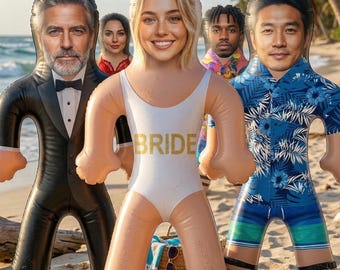 Custom Inflatable Party Pal - Personalized Blow Up Doll with Your Face - Funny Bachelorette Decor, Groom Gag Gift, 21st Birthday Surprise