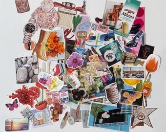 Grab Bag of 100+ small Magazine Clippings: Scrapbook, Collage, Junk Journal Kit
