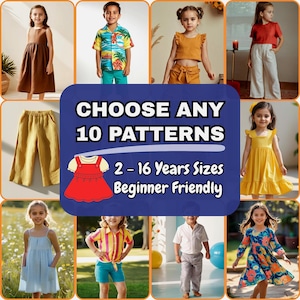 Kids Sewing Patterns Bundle, Create Your Bundle Sewing Tutorials, Summer Children Patterns, Beginner Friendly PDF Sewing Patterns