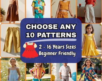 Kids Sewing Patterns Bundle, Create Your Bundle Sewing Tutorials, Summer Children Patterns, Beginner Friendly PDF Sewing Patterns