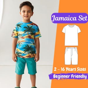 Kids Summer T-shirt and Shorts Set Sewing Pattern, Kids Shirt PDF Pattern, Boys Shorts Sewing Pattern, Boys Set Pattern 2 - 16 Years Sizes