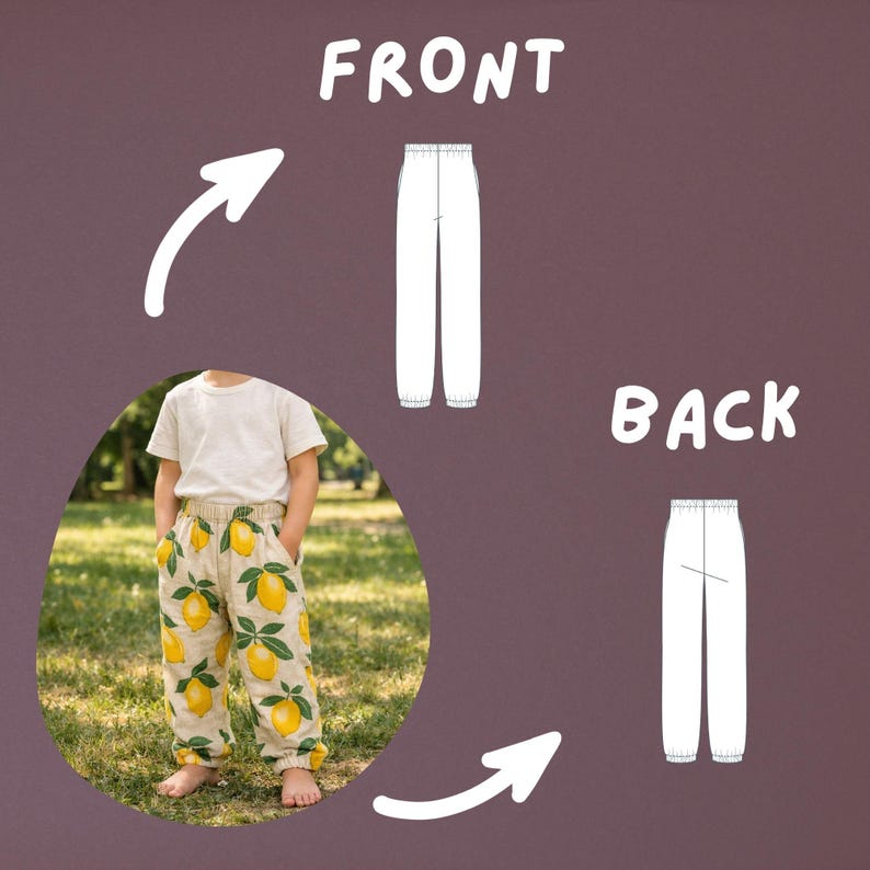 Boys Jogger Sewing Pattern, Elastic Waist Pants PDF, Casual Kids Trousers, Comfy Outfit image 4