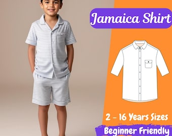 Boys Shirt Sewing Pattern, Kids Shirt Sewing Pattern, Boy Shirt Pattern, Shirt PDF Pattern For Kids 2 - 16 Years Beginner Pattern