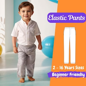 Kids Pants Sewing Pattern | Elastic Pants PDF Pattern | Baby Sewing Pattern | Elastic Pants Pattern | 2 - 12 Years Pattern Beginner Friendly