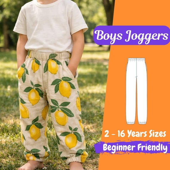 Boys Jogger Sewing Pattern, Elastic Waist Pants PDF, Casual Kids Trousers, Comfy Outfit
