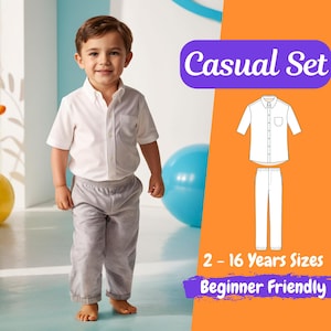 Jungen Casual Set Schnittmuster | Schnittmuster Kinder Hosen | Schnittmuster Kinder Shirt | Kinder Set PDF Pattern 2 - 12 Jahre Anfängerfreundlich