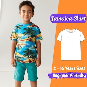 Patron de couture de t-shirt garçon, patron de couture de t-shirt enfant, t-shirt à manches courtes pour tout-petit PDF patron de couture 2 - 16 ans tailles patron numérique
