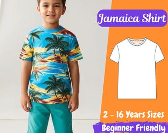 Boys T-Shirt Sewing Pattern, Kids T-Shirt Sewing Pattern, Toddler Short Sleeve T-Shirt PDF Sewing Pattern 2 - 16 Years Sizes Digital Pattern