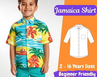 Boys Summer Shirt Sewing Pattern, Kids Shirt Sewing Pattern, Toddler Short Sleeve Shirt PDF Sewing Pattern 2 - 16 Years Digital Pattern