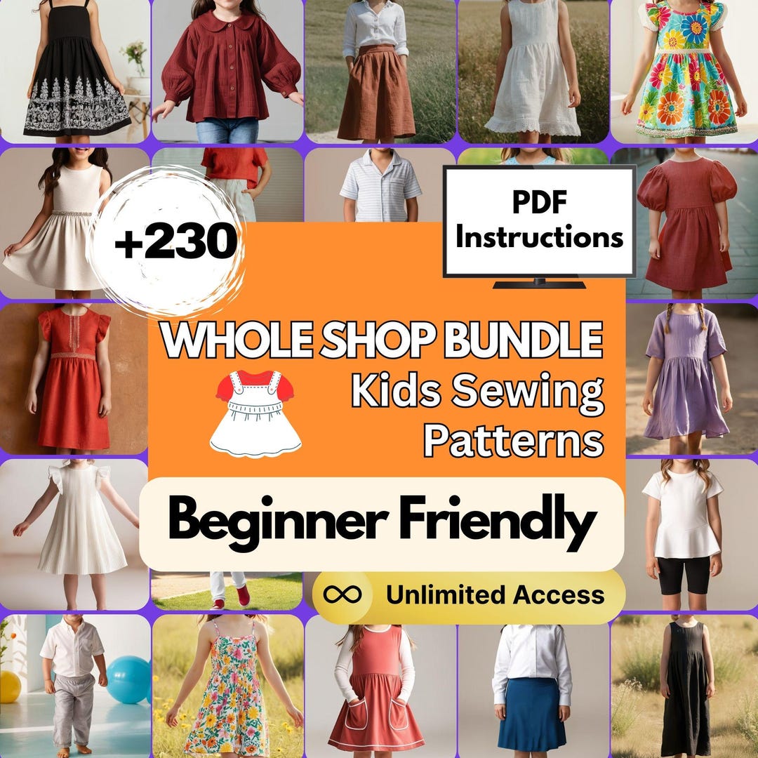 Kids Whole Shop Bundle PDF Sewing Patterns Beginner Friendly Girls and Boys DIY Sewing Projects ...