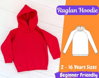Hoodie Schnittmuster für Kinder, Klassisches Hoodie Schnittmuster, Kinder Pullover Schnittmuster, Sweatshirt Top Schnittmuster für Kinder, Baby Schnittmuster