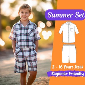 Barnpyjamasset, blus och byxor, sömnadsmönster, gör-det-själv-pyjamas för flickor och pojkar 2–16 år, sömnadsmönsterset | Nybörjarmönster