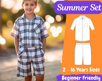 Kinder Pyjama Set Bluse und Hose Schnittmuster Pyjama zum Selbermachen für Mädchen und Jungen 2-16 Jahre Schnittmuster | Anfänger Anleitungen