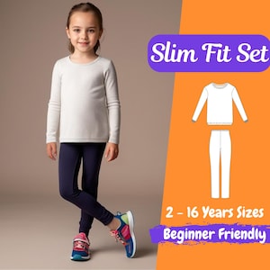 Kids Sweatshirt and Leggins Set Sewing Pattern Girls Pullover Pattern Kids Joggers Pants Easy Pattern 2 - 16 Years Gym Outfit Pattern Set