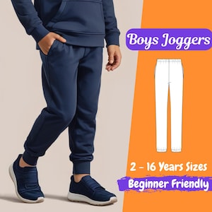 Boys Joggers Sewing Pattern Kids Pants with Pockets Pattern Toddler Loose Pants Pattern | Boys Pants Pattern for 2 - 16 Years