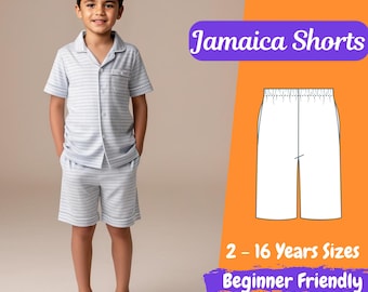 Boys Shorts Sewing Pattern, Kids Pattern, Summer Shorts PDF Pattern, Sewing Pattern Toddlers, Baby Sewing Pattern 2 - 16 Y Beginner Pattern