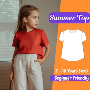 Top Sewing Pattern for Kids, Girls Summer Top PDF Pattern, Kids Beginner Pattern, Toddlers Cloth Sewing Pattern, 2 - 16 Y Pattern