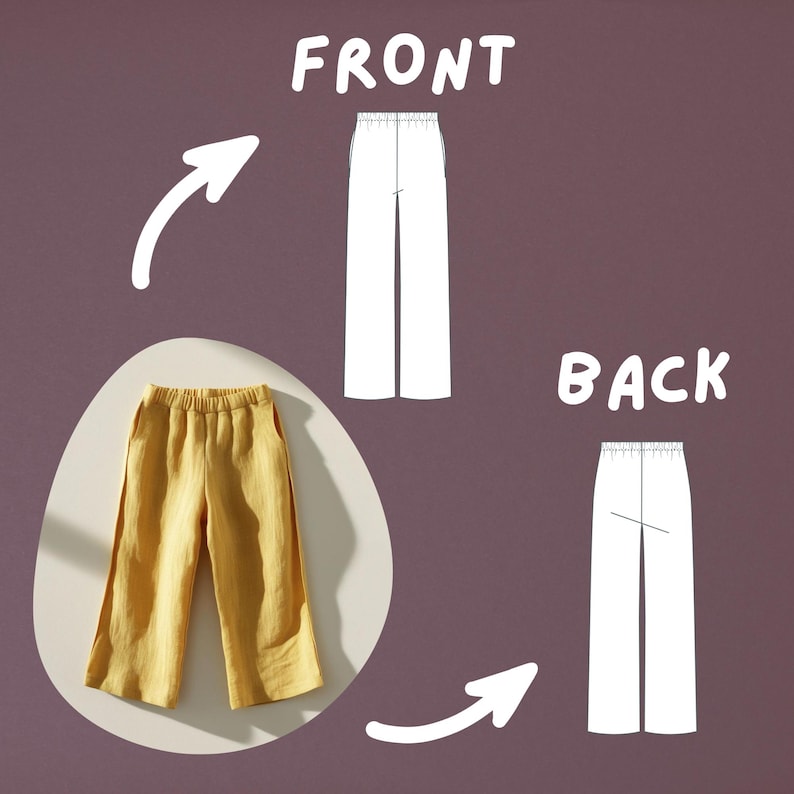 Mädchen Hose mit weitem Bein Schnittmuster | Palazzo Hose Schnittmuster für Kinder | Hose PDF Pattern | Mädchen Schnittmuster 2-16 Jahre Bild 4