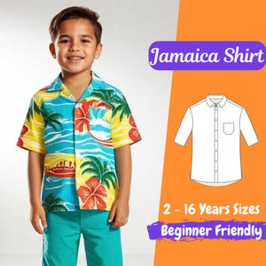 Boys Summer Shirt Sewing Pattern, Kids Shirt Sewing Pattern, Toddler Short Sleeve Shirt PDF Sewing Pattern 2 - 16 Years Digital Pattern