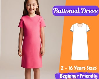 Girls A-line Dress With Collar and Pockets - Girls Age 2 - 8 Years -  Instant PDF A4 + A0 & DXF Sewing Download Patterns + Instructions - Etsy