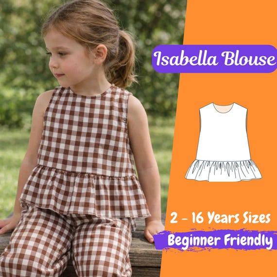 Kids Blouse Sewing Pattern PDF | Beginner Friendly Top Pattern | Toddler & Girls Clothing Pattern 2–16 Years