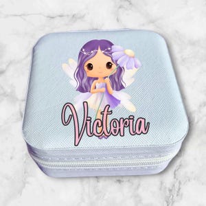 Custom Fairy Jewellery Box - Personalised PU Leather Travel Case with Velvet Lining