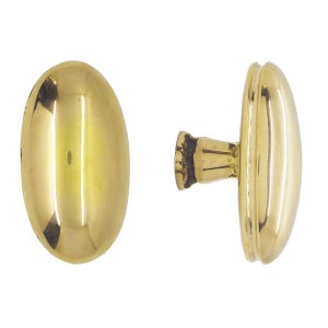 Set med 4 delar - 60 mm knopp i massiv mässing för skåp och lådor - Greenwich oval knopp / polerad mässing