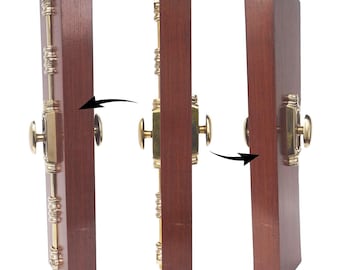 230 cm Paired Solid Brass Cremone Bolt & Centre Plate for Interior Doors  - Plain Oval Knob / Polished Brass