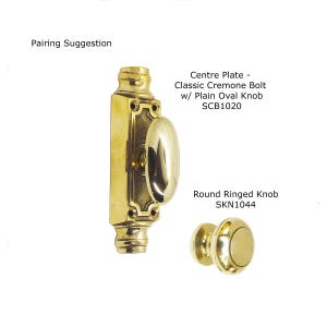 160 cm Solid Brass Cremone Bolt for Windows & Cabinetry Doors - Plain Oval Knob / Polished Brass image 14